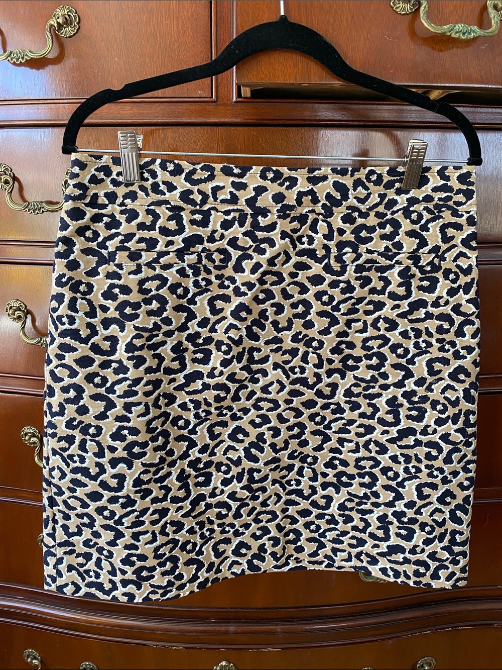 Talbots Leopard-Print A-line fully lined Skirt in Black and Tan